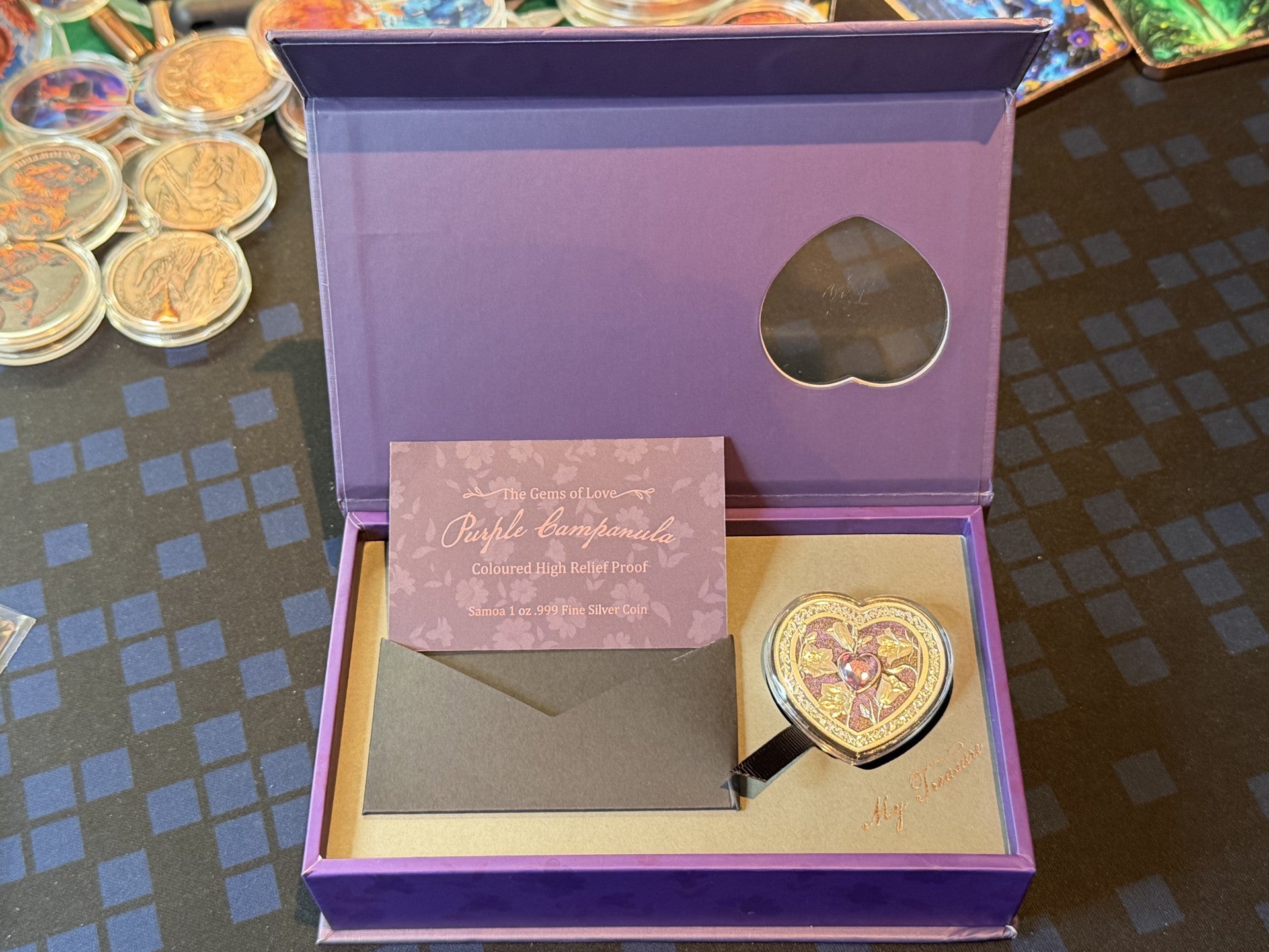 PURPLE CAMPANULA Gems of Love 1 Oz Silver Coin 1$ Samoa 2026