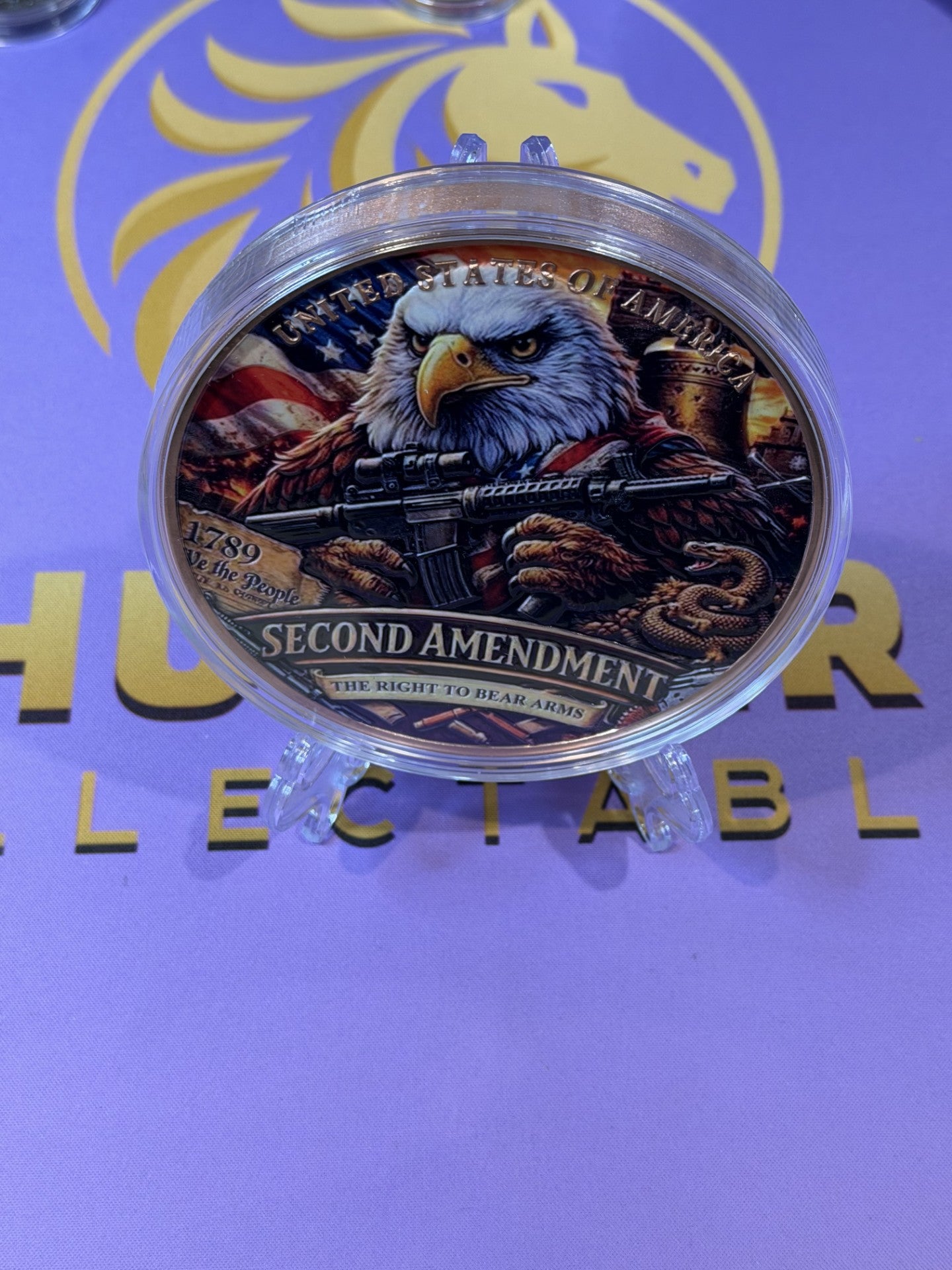 Second Amendment – 1 Kilo .999 Fine Copper High Relief Medal with Full Color UV