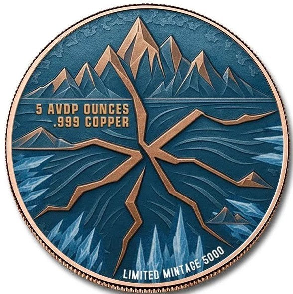 5 oz Colorized Copper Round w/ Capsule Winters Embrace