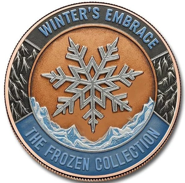 5 oz Colorized Copper Round w/ Capsule Winters Embrace