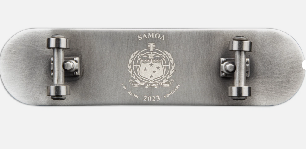 Skateboard 2023 $5 1oz Silver Antique Coin