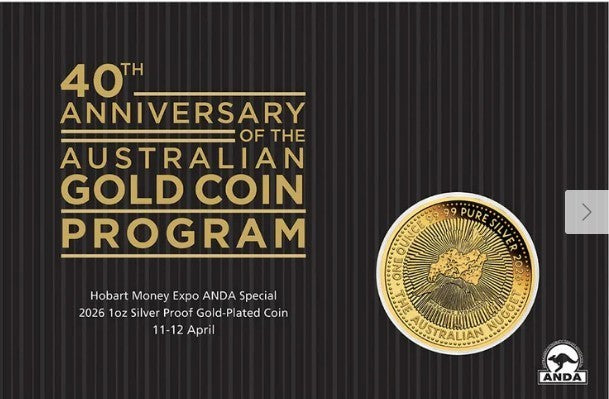 2026 Perth Mint Australian Nugget 40th Anniversary Hobart Money Expo 1oz Gold-Pl