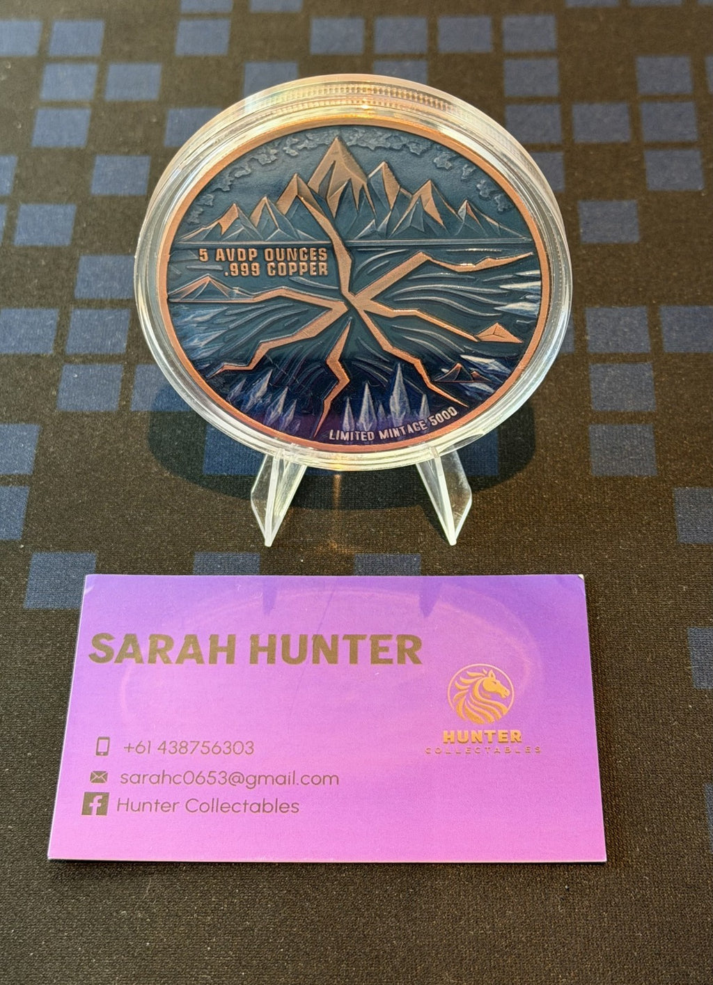 5 oz Colorized Copper Round w/ Capsule Winters Embrace