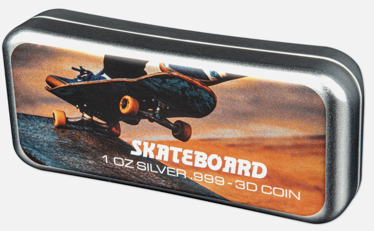 Skateboard 2023 $5 1oz Silver Antique Coin