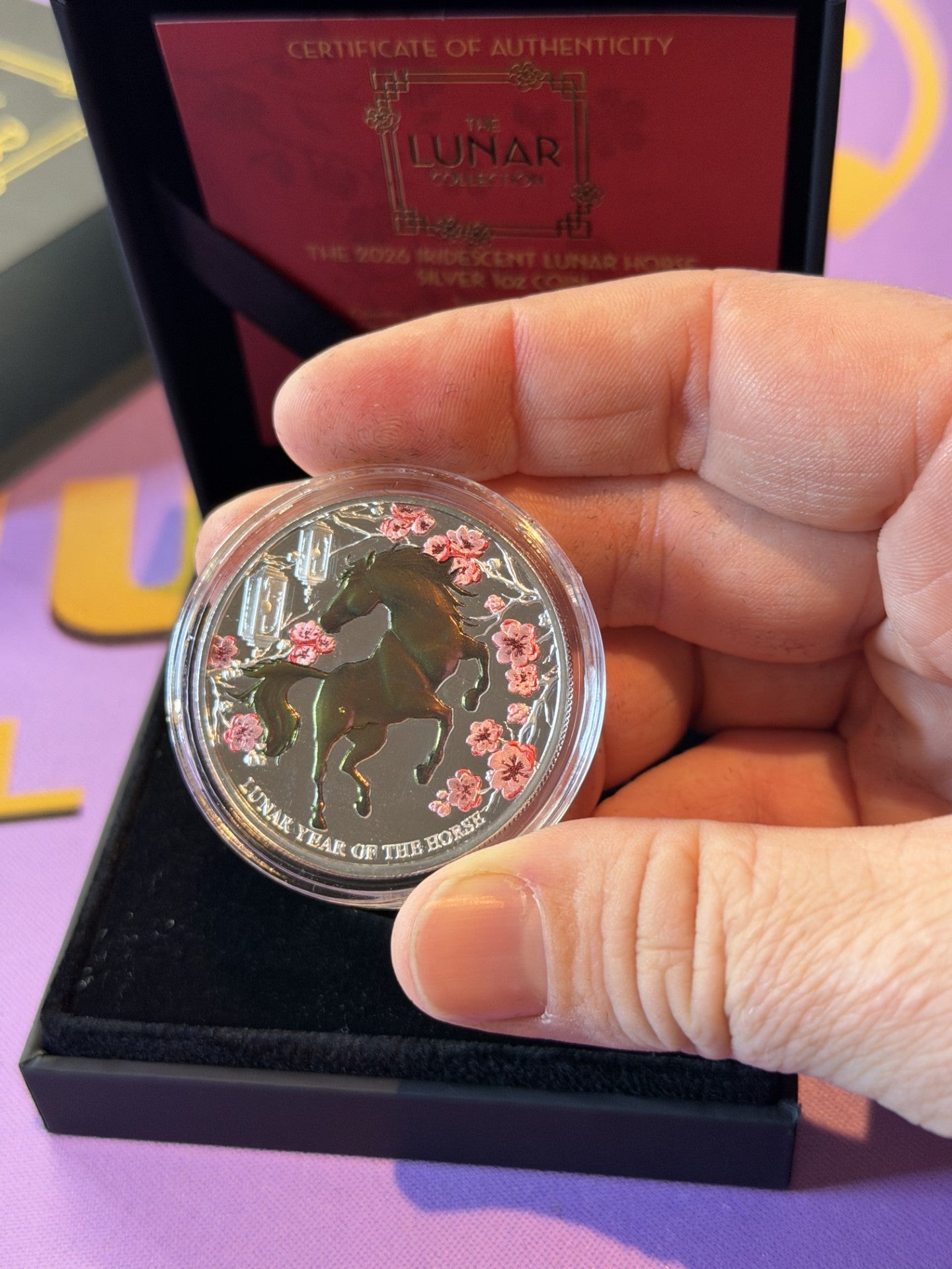 2026 Pitcairn Islands Lunar Year of The Horse 1 oz Silver Iridescent Proof Coin