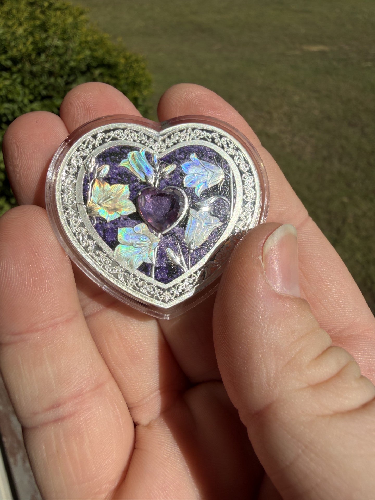 PURPLE CAMPANULA Gems of Love 1 Oz Silver Coin 1$ Samoa 2026