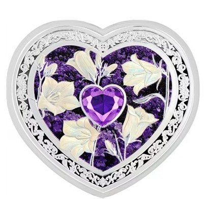 PURPLE CAMPANULA Gems of Love 1 Oz Silver Coin 1$ Samoa 2026