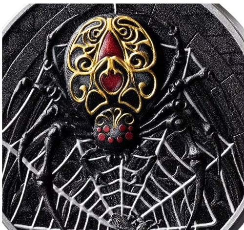 2026 1oz Cameroon The Black Widow .999 Silver High Relief Antiqued Coin