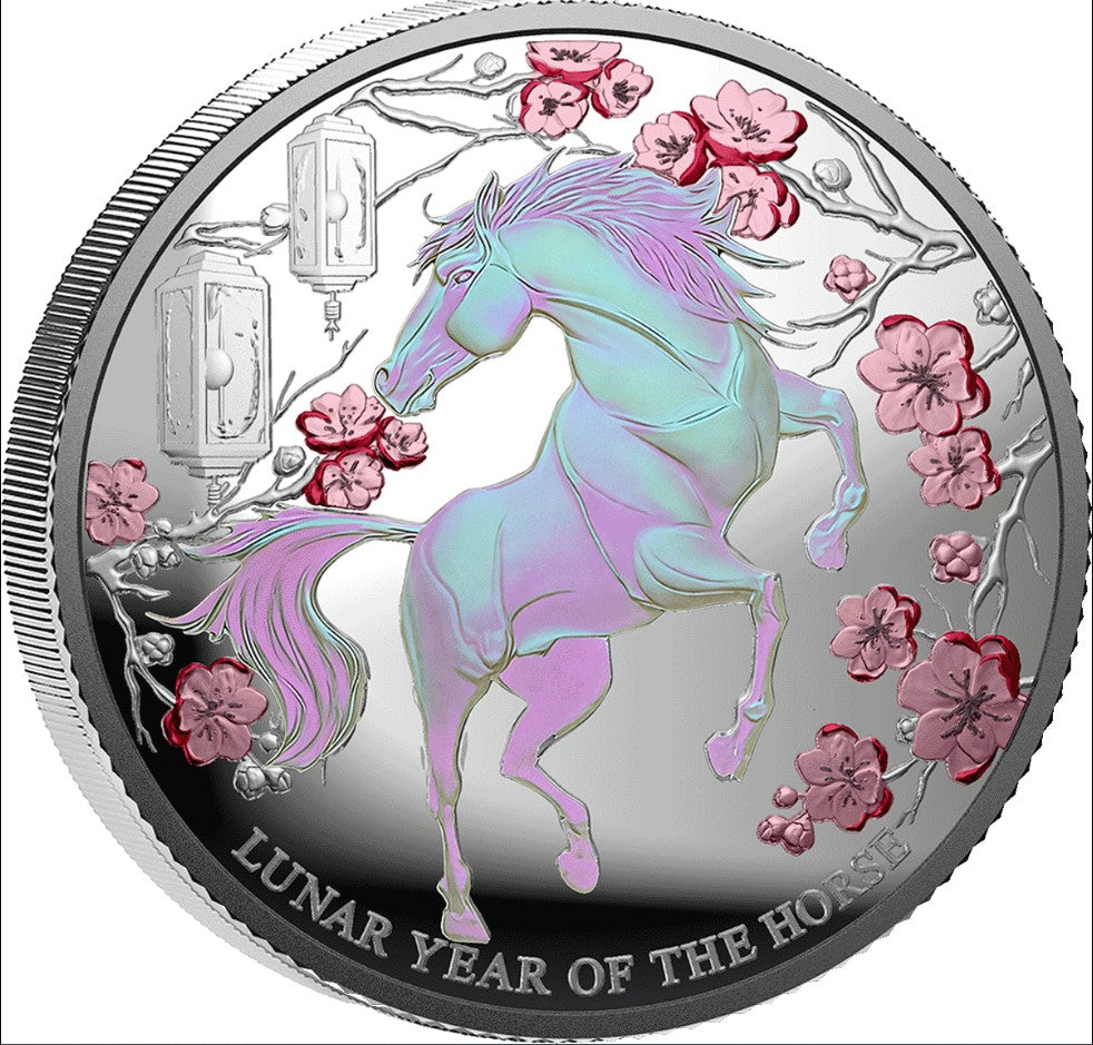 2026 Pitcairn Islands Lunar Year of The Horse 1 oz Silver Iridescent Proof Coin