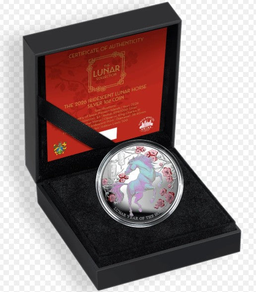 2026 Pitcairn Islands Lunar Year of The Horse 1 oz Silver Iridescent Proof Coin