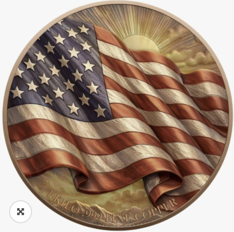 Second Amendment – 1 Kilo .999 Fine Copper High Relief Medal with Full Color UV