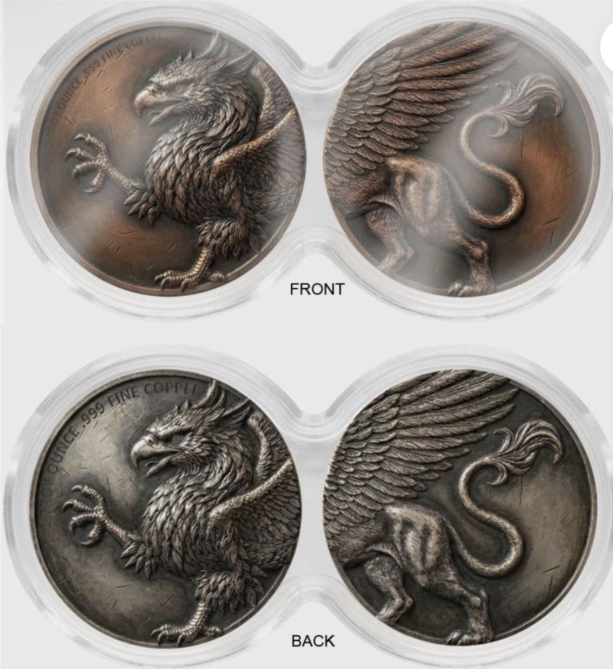 2 x 1 oz Griffin .999 Copper Medal in Infinity Capsule