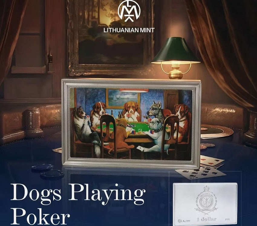 Dogs Playing Poker - 1oz .999 silver Coin - 1$ Niue 2025