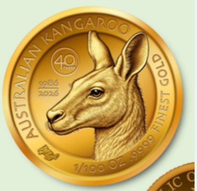 2026 Gambia 40 Years of the Australian Kangaroo 1/100 oz Gold Coin