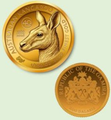 2026 Gambia 40 Years of the Australian Kangaroo 1/100 oz Gold Coin