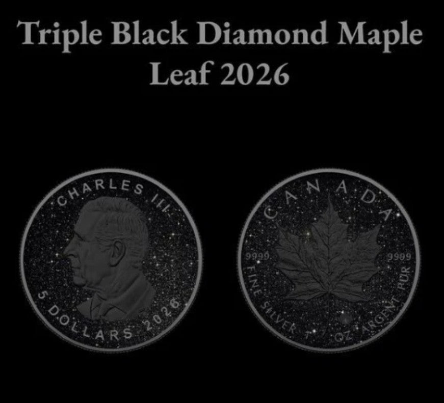2026 Canada Maple Leaf Triple Black Diamond Edition 1 oz .999 Silver Coin