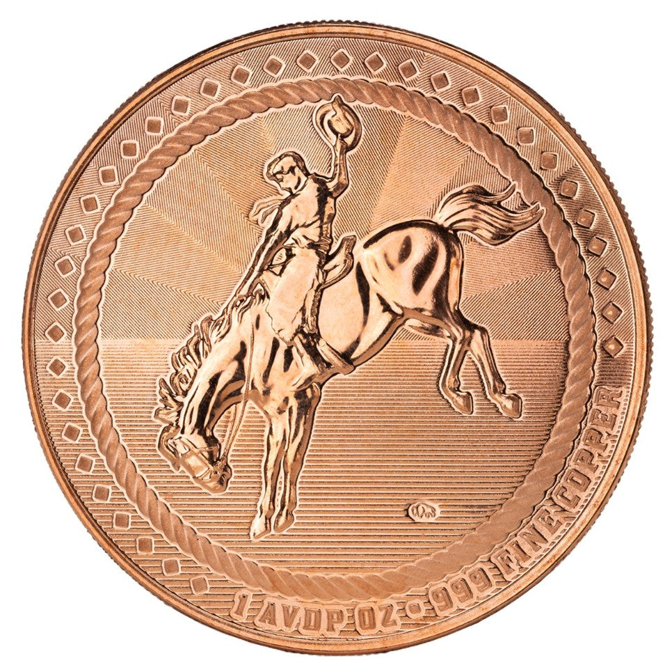 10 x Scottsdale 1oz 999 Copper Bullion Round's - Cowboy Coin With Buffalo Privy
