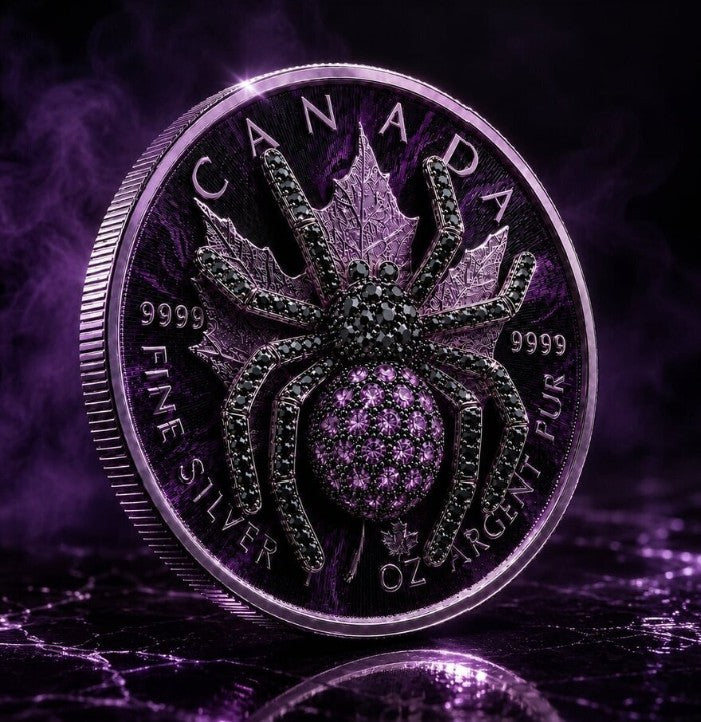 PRESALE ONLY - 2026 Maple Purple Tarantula 1 oz Silver Coin with 3D Jeweled Spider