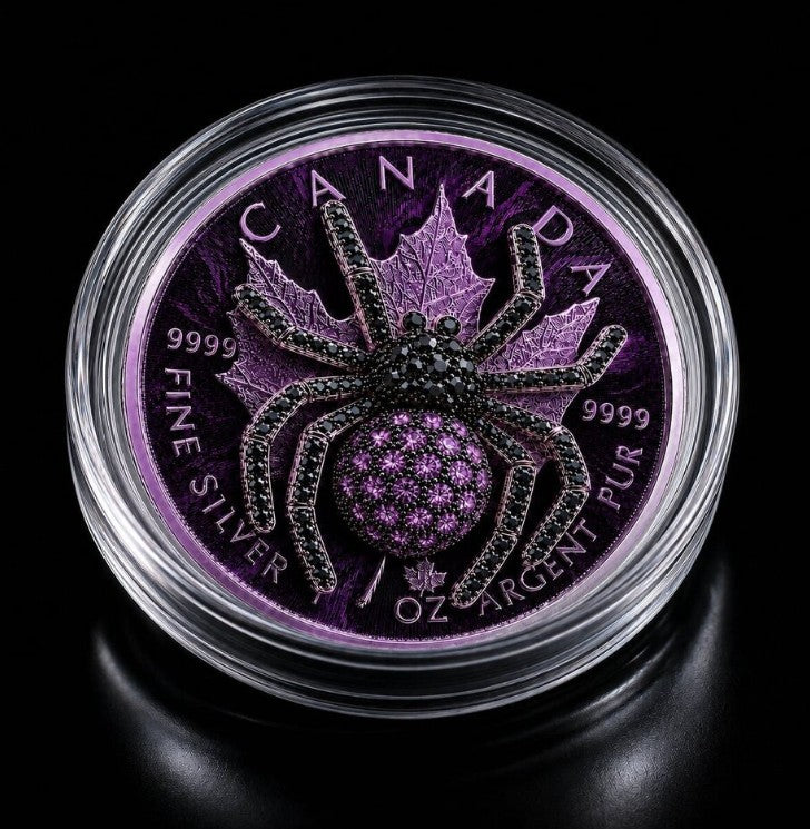 PRESALE ONLY - 2026 Maple Purple Tarantula 1 oz Silver Coin with 3D Jeweled Spider