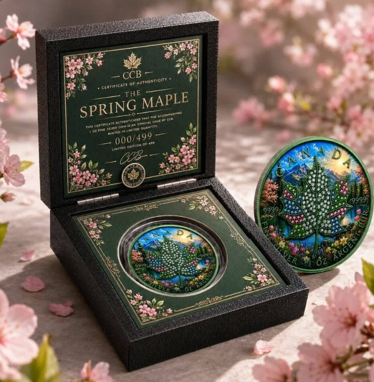 PRESALE ONLY - 2026 Season Spring Maple Bejeweled 1 oz Silver Coin