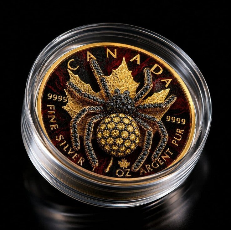 PRESALE ONLY - 2026 Maple Red Abyssinia 1 oz Silver Coin with 3D Jewel Spider