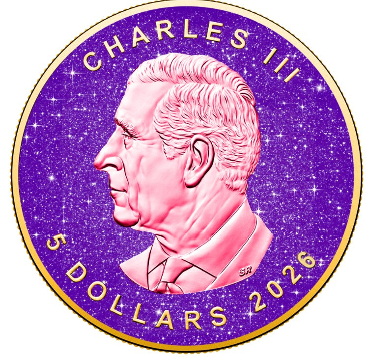 PRESALE ONLY - 2026 Canada Maple Leaf Royal Amethyst Edition 1 oz Silver Coin