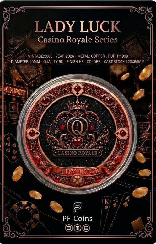 PRESALE ONLY  - Casino Royal - Lady Luck 1 oz Copper