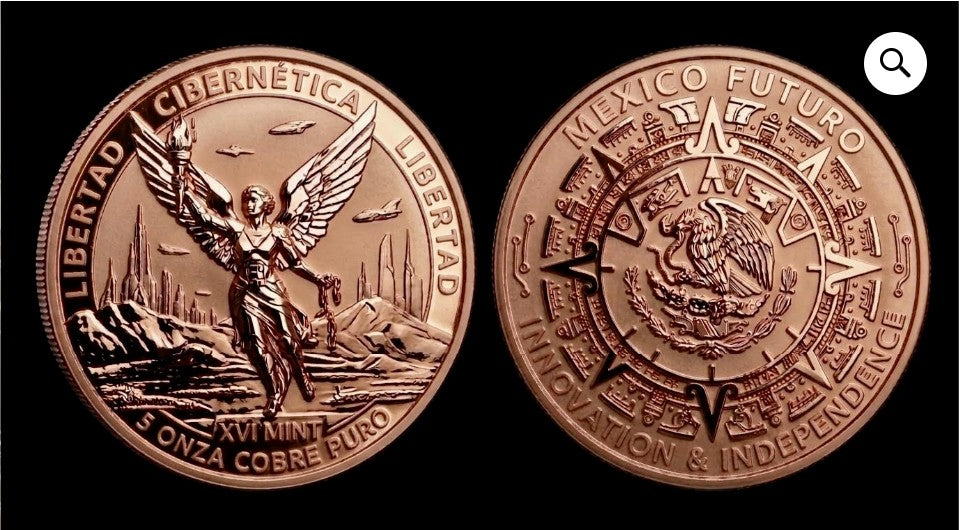Cibernetica Libertad 5 oz Copper Ultra High Relief Reverse Proof