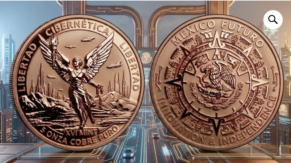 Cibernetica Libertad 5 oz Copper Ultra High Relief Reverse Proof