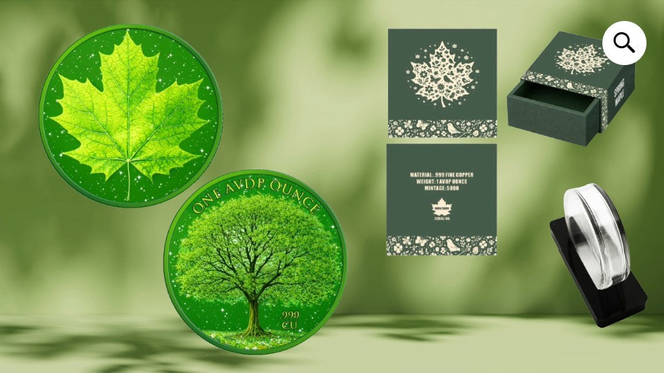 Spring Maple Diamond Dusted 1 oz Copper in Box