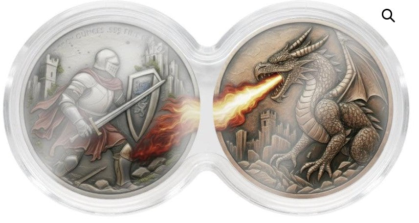 Knight VS Dragon 2×2 oz Copper Battle Set