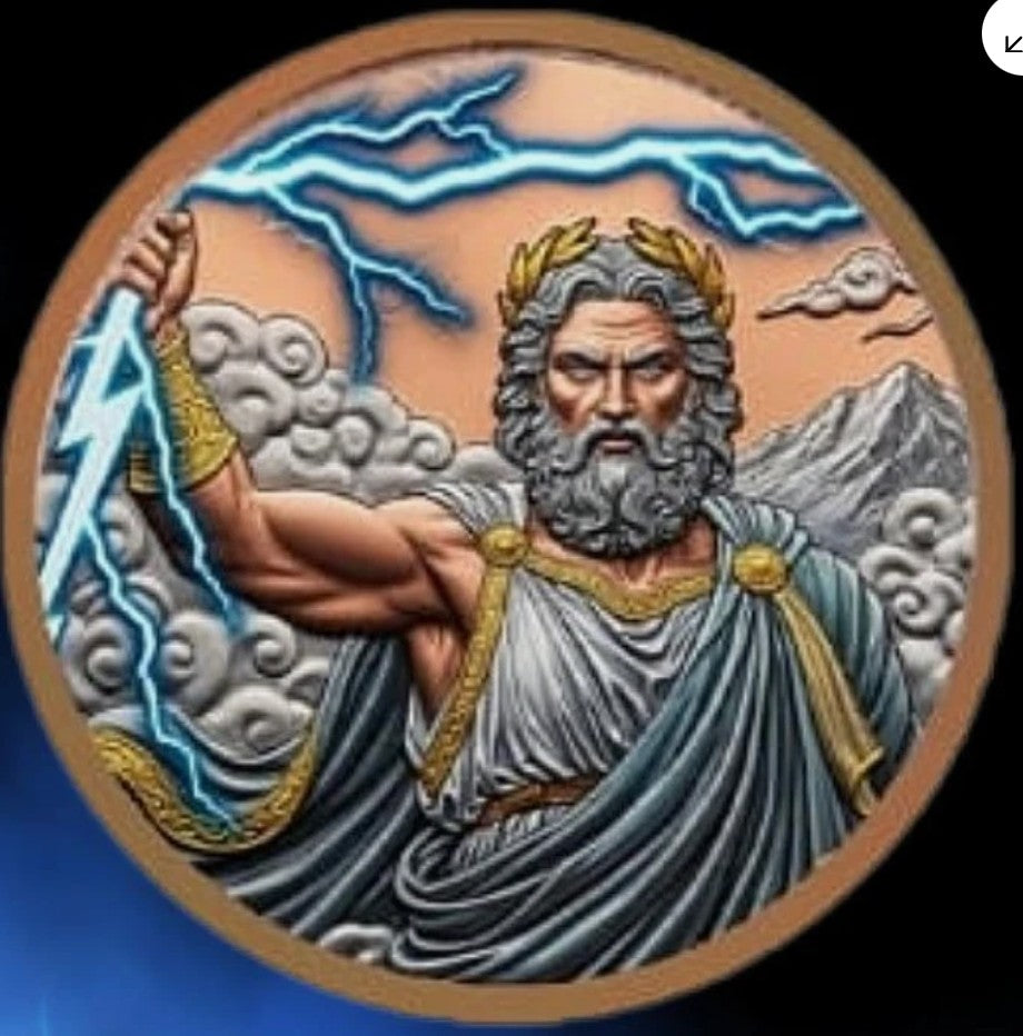 2026 Liberia Zeus 5 oz Colorized 999 Copper Coin in Capsule Mintage 5000