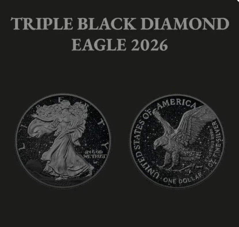 2026 US Eagle TRIPLE BLACK Diamond Edition 1 Oz Silver Coin 1$ 250 Mintage