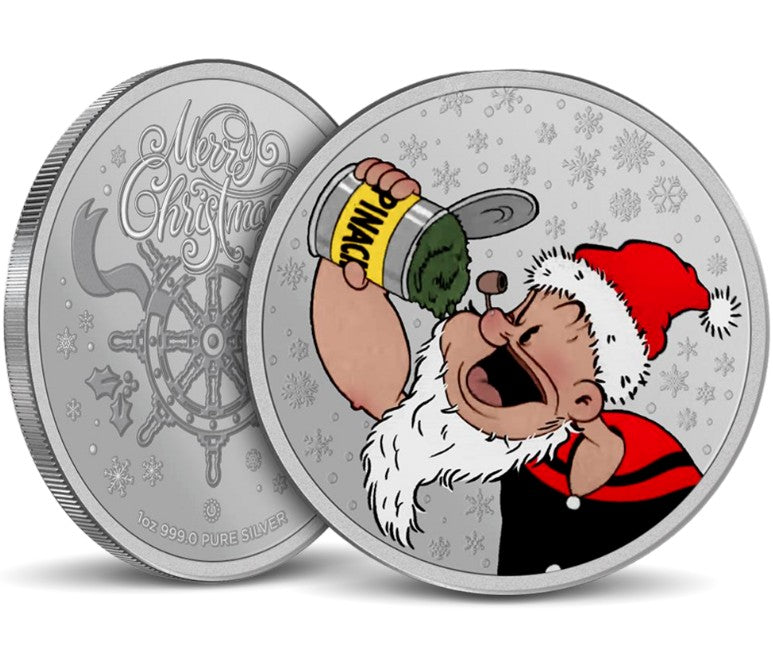 PRESALE - ORDERS DUE 27 JULY - Holiday Popeye 1 oz Silver Round Colorized