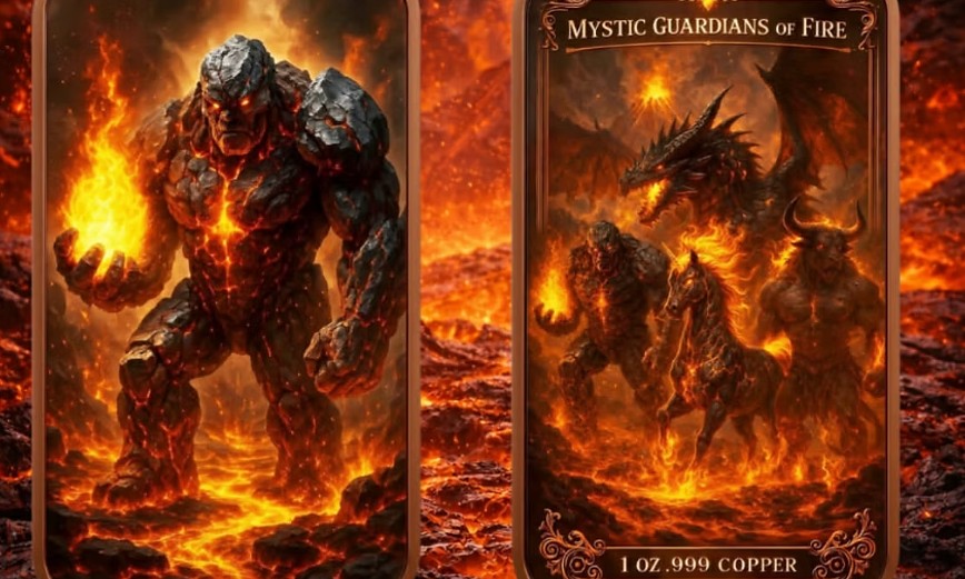 Mystic Guardians of Fire 4 x 1 oz .999 Copper Bar Set