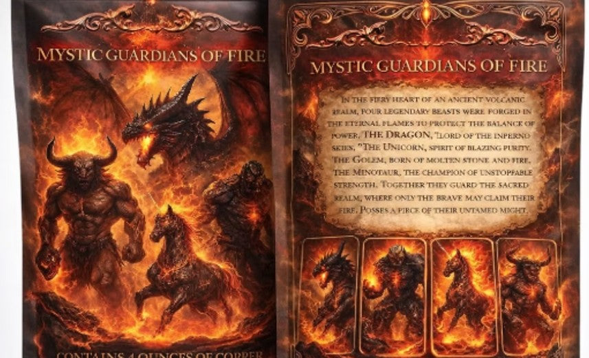 Mystic Guardians of Fire 4 x 1 oz .999 Copper Bar Set