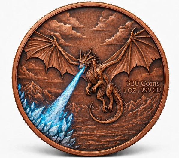 Ice Dragon High Relief 1 oz Copper in Box