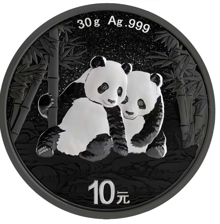 2026 China Panda Triple Black Diamond Edition 30g Silver Coin
