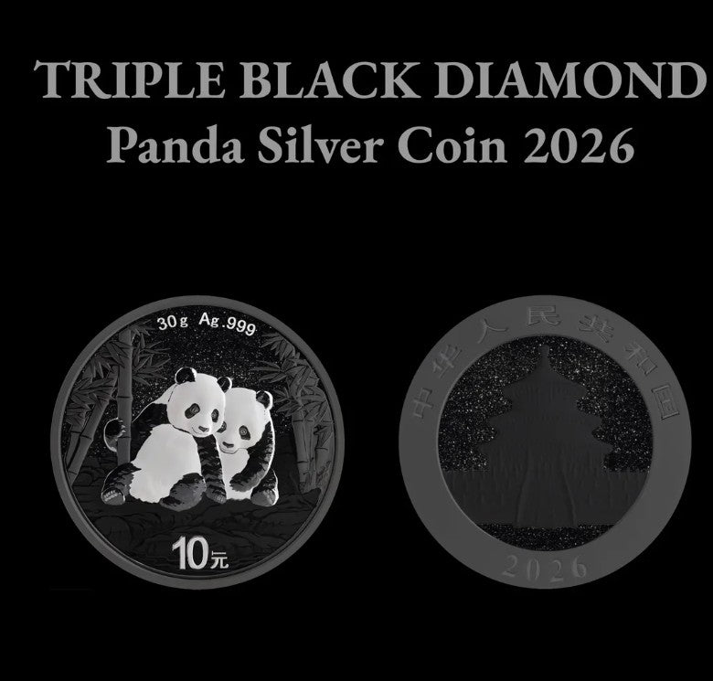 2026 China Panda Triple Black Diamond Edition 30g Silver Coin