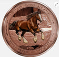 2026 Liberia Clydesdale Horse Scotland Dollar 5oz 999 Proof-like Copper Coin in Display Box