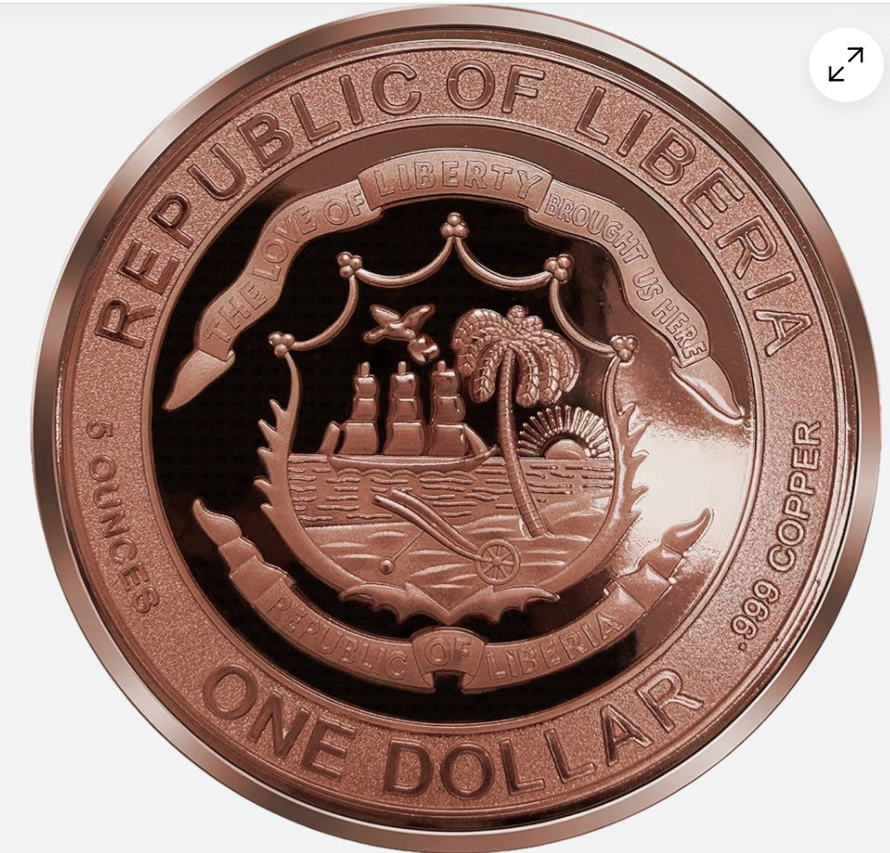 2026 Liberia Clydesdale Horse Scotland Dollar 5oz 999 Proof-like Copper Coin in Display Box