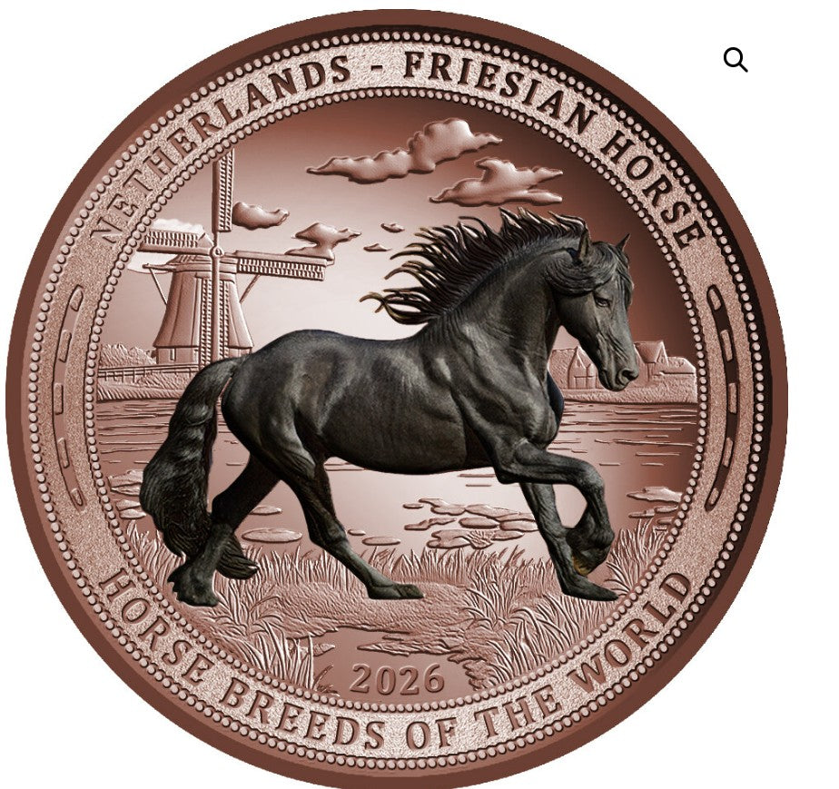 2026 Liberia Netherlands Friesian Horse 5 oz Copper Coin
