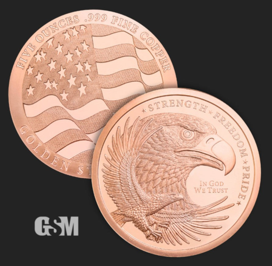 5 oz GSM Copper Eagle Round