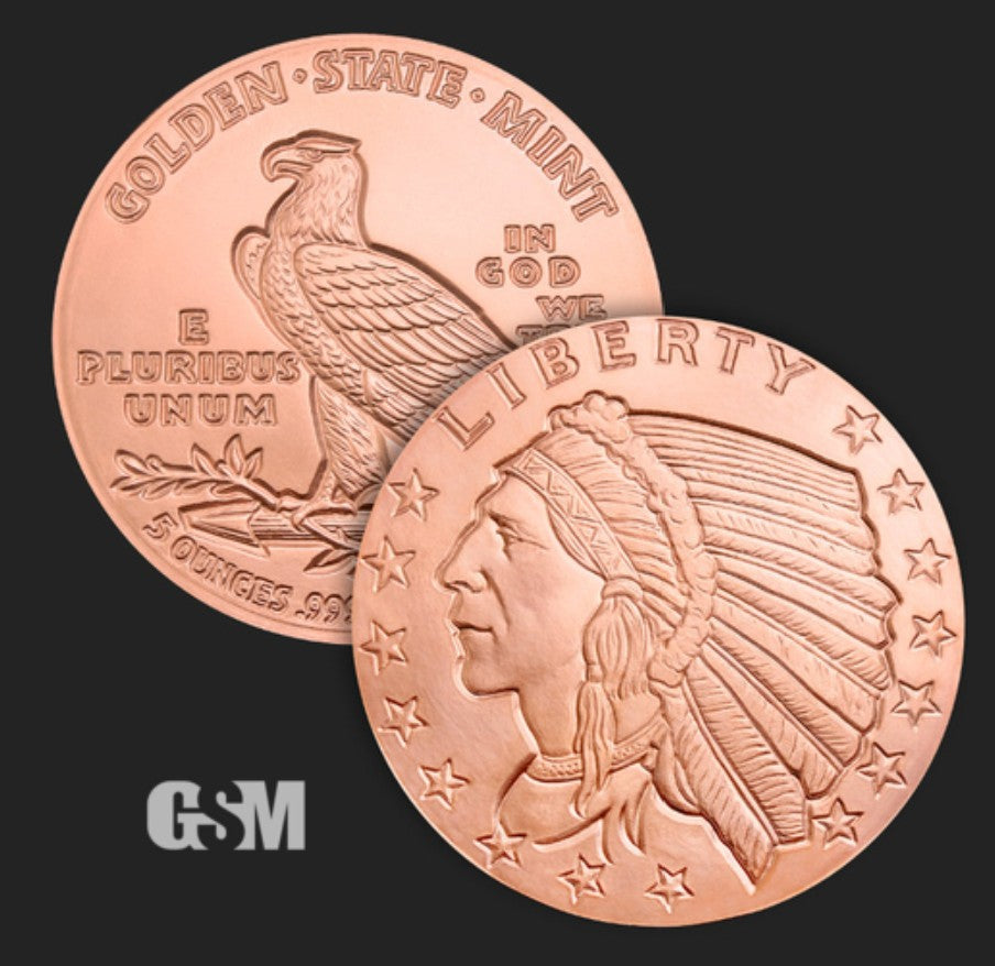 5 oz Incuse Indian Copper Round