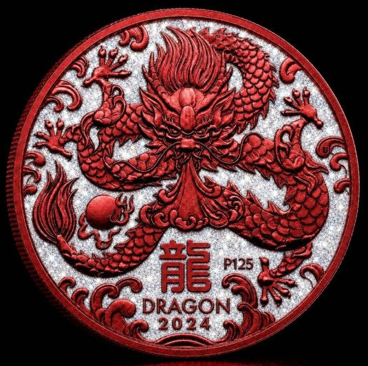 PRESALE ONLY - 2024 Perth Year of the Dragon Diamond Dust 1 oz Silver Coin