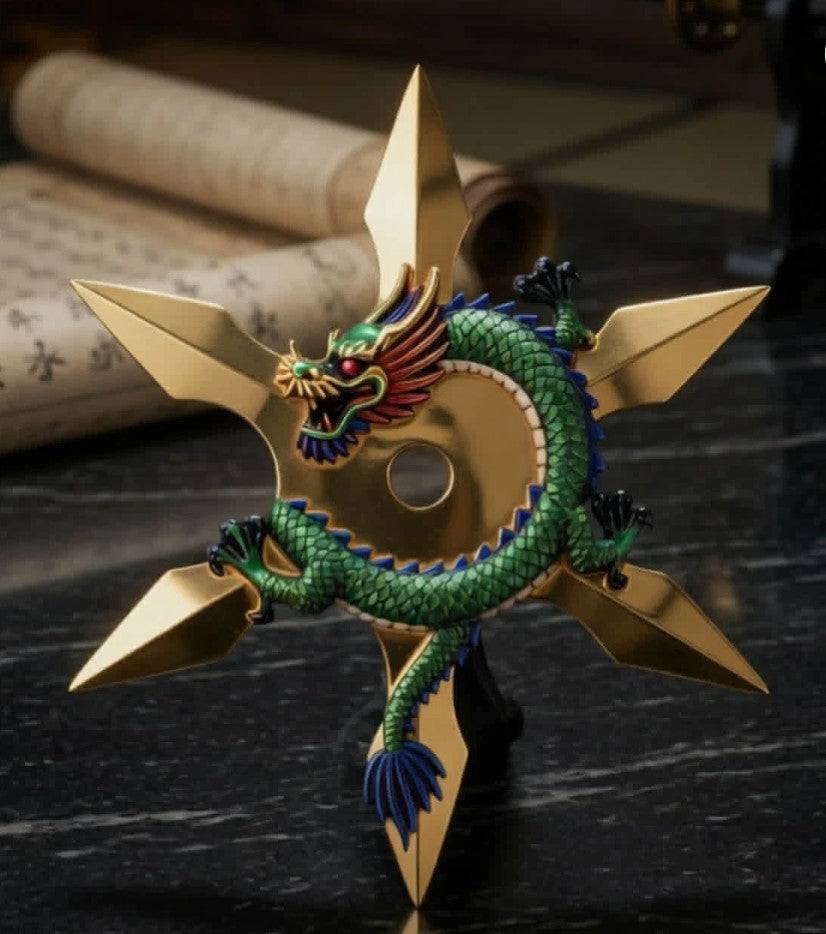 **Imperial Dragon 2 oz Copper Gold Gilded Ninja Star Dragon in Box