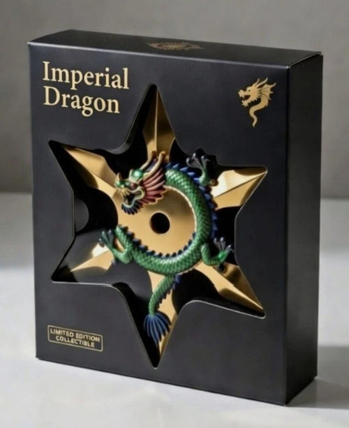**Imperial Dragon 2 oz Copper Gold Gilded Ninja Star Dragon in Box