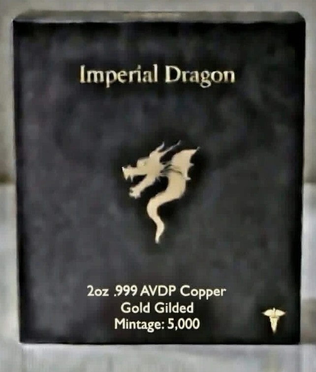 **Imperial Dragon 2 oz Copper Gold Gilded Ninja Star Dragon in Box