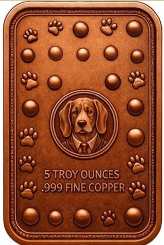 PRESALE ONLY - DOGS PLAYING POOL Colorized 5 Oz Copper Bar