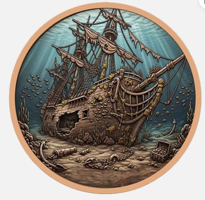 PRESALE ONLY - 2026 5 oz Liberia Shipwreck Colorized Copper Round (New in Capsule)